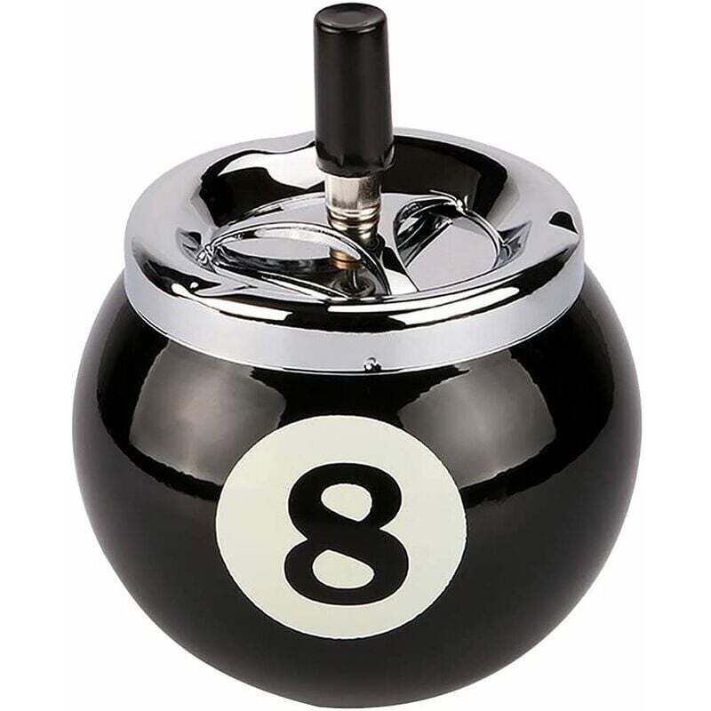 Metall-Billardkugel-Aschenbecher mit der Nummer 8 für den Innen- und Außenbereich (schwarz) - Fei Yu
