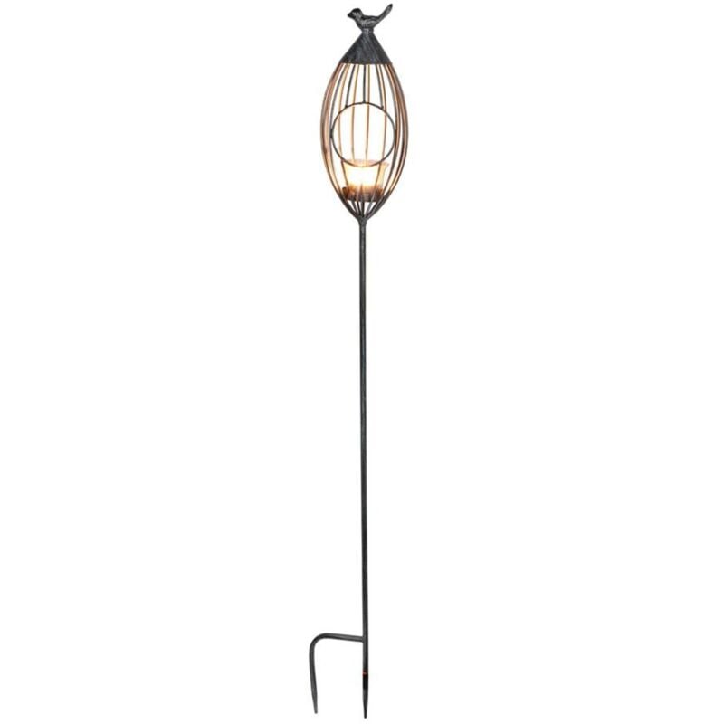 Buri - Metall-Gartenstecker Vogelkäfig Windlicht Beetstecker Gartendeko silber grau