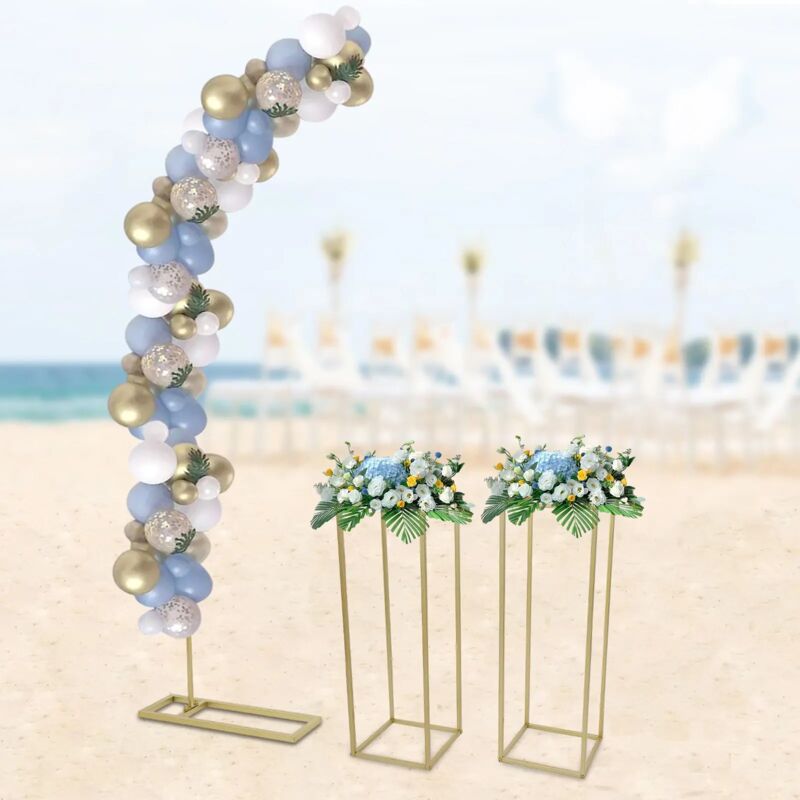 Metall Hochzeitsbogen Hintergrund Ständer, Halbe Bogen Ballon Stand und 2 Rechtecke Blumen Gestell Luftballon Rosenbogen Rahmen Set für Hochzeit,
