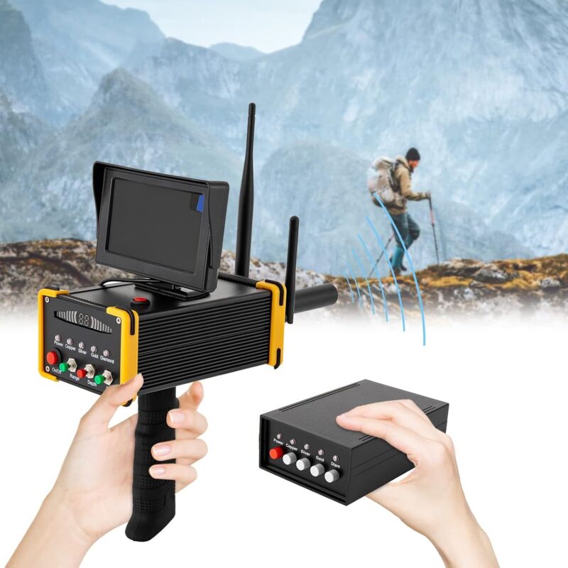 Metalldetektor, 99 m Reichweite, Gold Diamant Scanner mit 800mAh Lithium-Batterie, LCD Anzeige, Metallfinder Golddetektor Metallsuchgerät für Gold