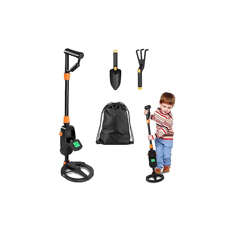 Metalldetektor Kinder Metalldetektoren Set bis 13cm Tief inkl. Schaufel & Fünfzahnegge & Tragetasche Metalldetektor Metallsuchgerät mit LCD-Display +