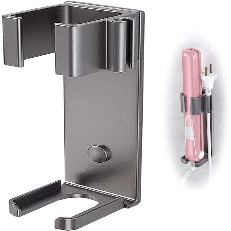 Metallhalterung – Lockenstab aus Edelstahl, Wandhalterung ohne Bohren für Haarglätter, Wandhalterung für Lockenstab, Glätteisen,