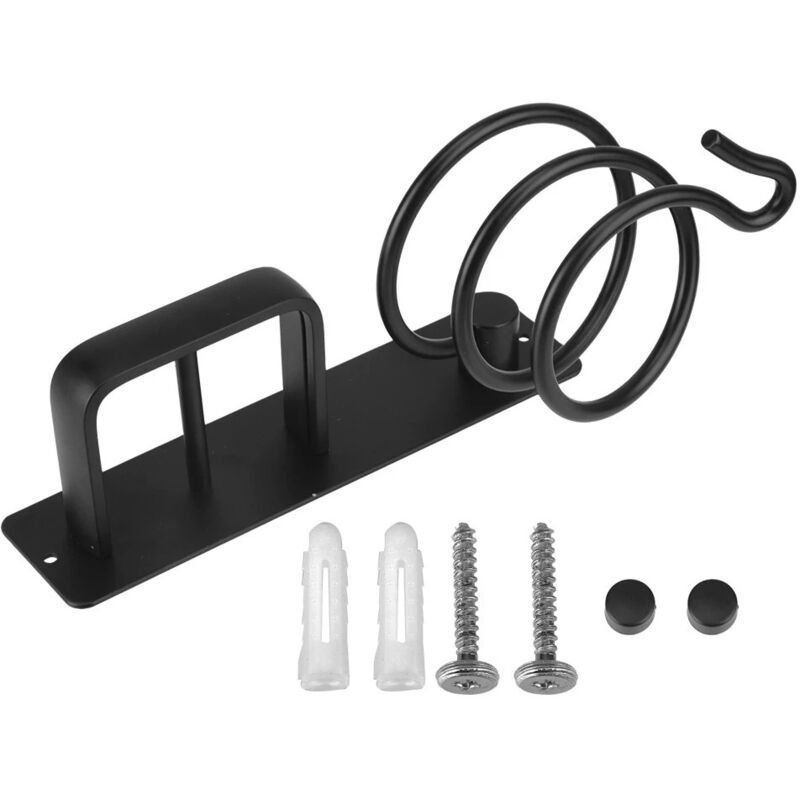 (Schwarz) Haartrockner-Halter, Glätteisen-Halter mit Kabel-Organizer, Aluminium-Wand-Haartrockner-Organizer, für Badezimmer, Schlafzimmer, Hotel