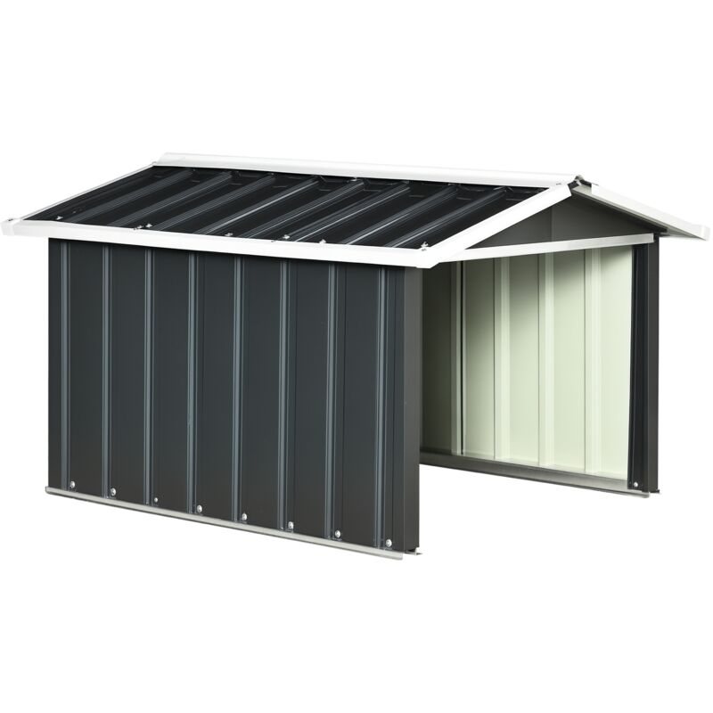 Outsunny Mähroboter Garage aus verzinkte Stahl Überdachung mit Satteldach, wetterfest Garage für Rasenmäher Unterstand Rasenroboter Carport, 86 x 100