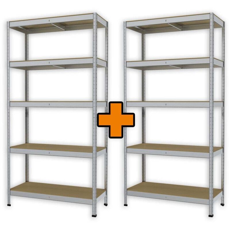 2x Schwerlastregal 180x90x40 cm 5 Holzböden 875 kg Traglast