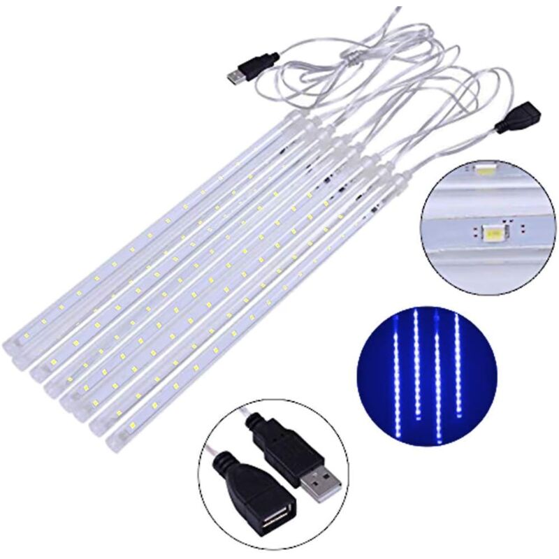 Osqi - Meteorschauer-Lichter, IP65 wasserdichte Weihnachtsbeleuchtung mit 30 cm langen Röhren, 8 Röhren, insgesamt 192 LEDs, für Weihnachten,