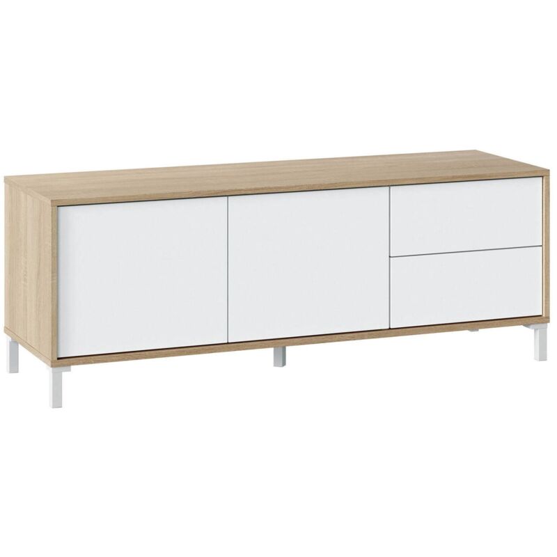 Usinestreet - TV-Ständer Cary, Sideboard für Fernseher mit 2 Türen, TV-Ständer im Wohnzimmer, Fernsehschrank, Sideboard für Wohnzimmer, cm 130x41h47,