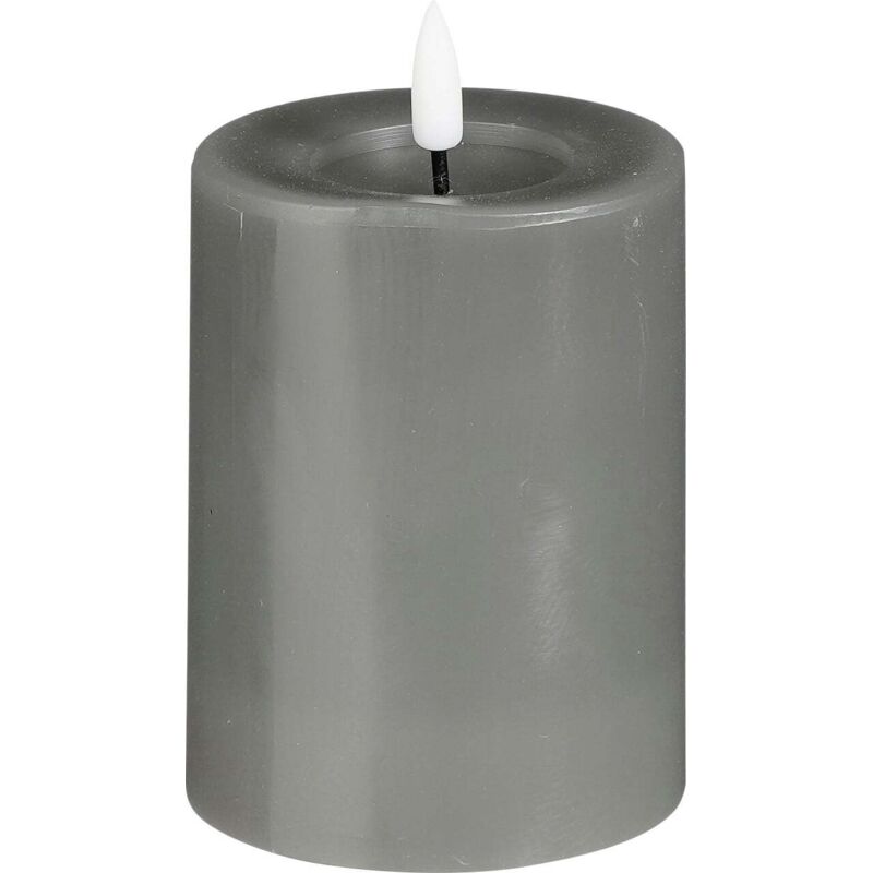 Mica Deko Kerze 10 x 7,5 cm grau Flammenlose/LED-Kerze