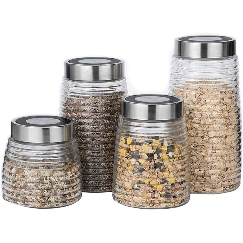 Michelino - Aufbewahrung Gläser Set von 4 Aufbewahrungsgläser Set von 4 Aufbewahrungsgläser, AufbewahrungGläser, Marmelade Gläser, Konservierung