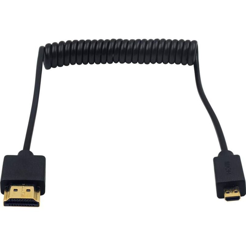 Cable micro HDMI a HDMI, cable espiral HDMI a micro HDMI, ultrafino y flexible, micro HDMI macho a HDMI macho para 1080p, 4K, Ultra HD, 3D, Ethernet