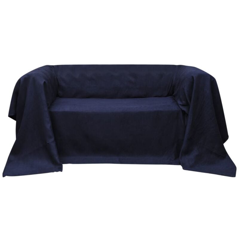 Micro-Suede Sofaüberwurf Tagesdecke Marineblau 210 x 280 cm Vidaxl
