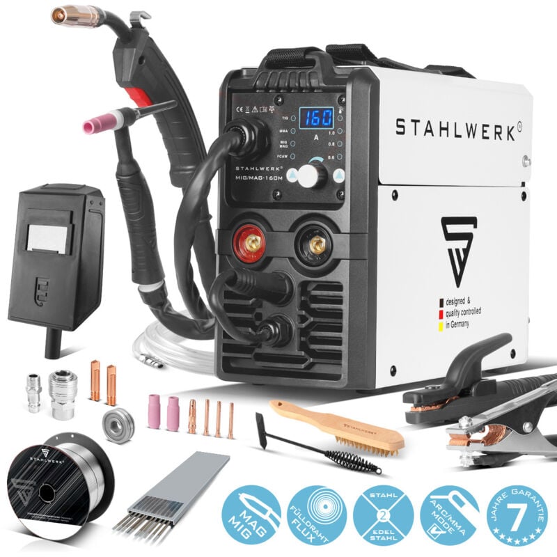STAHLWERK Schweißgerät MIG MAG 160 M Lift TIG Starter Set mit 160 Ampere