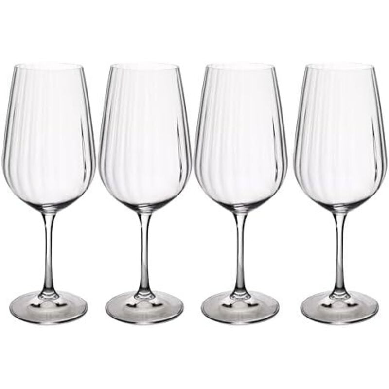 Mikasa Treviso Gläser de Kristallgläser für Rotwein, 600ml, Set de 4 klare bleifreie dünne Gläser mit Welleneffekt für Feiern