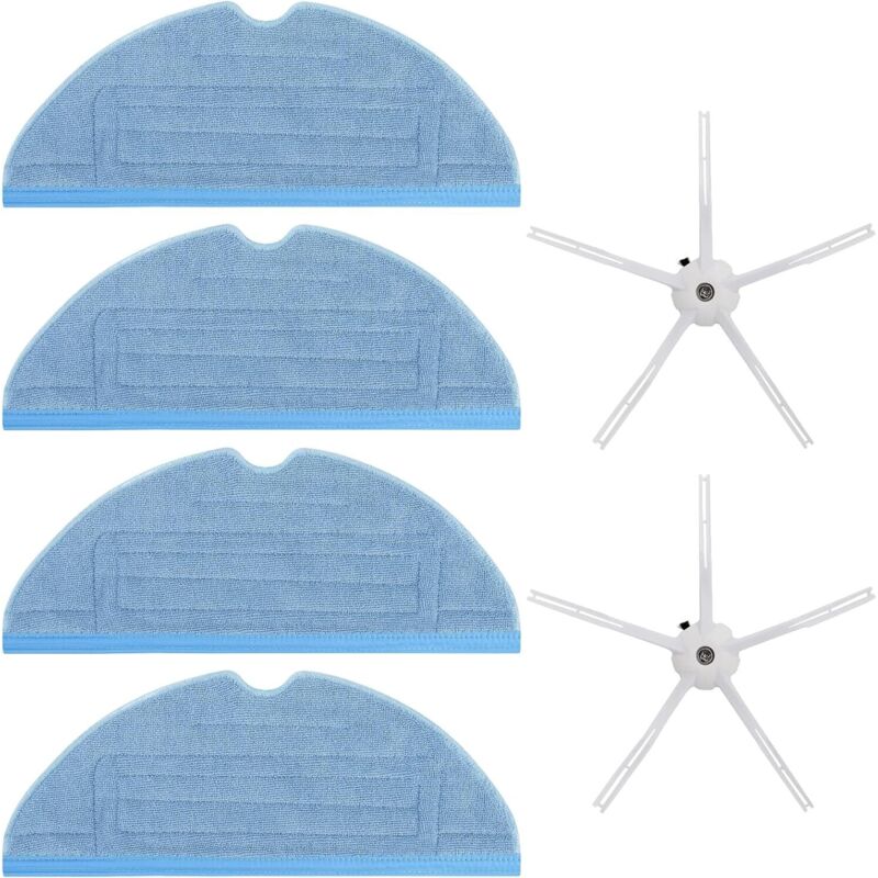 Mikrofasertücher für Roborock S7, S7 Plus, T7, T7 Plus, Roborock S7 Mop, Ersatzteilset für Saugroboter, 4 Tücher und 2 Seitenbürsten