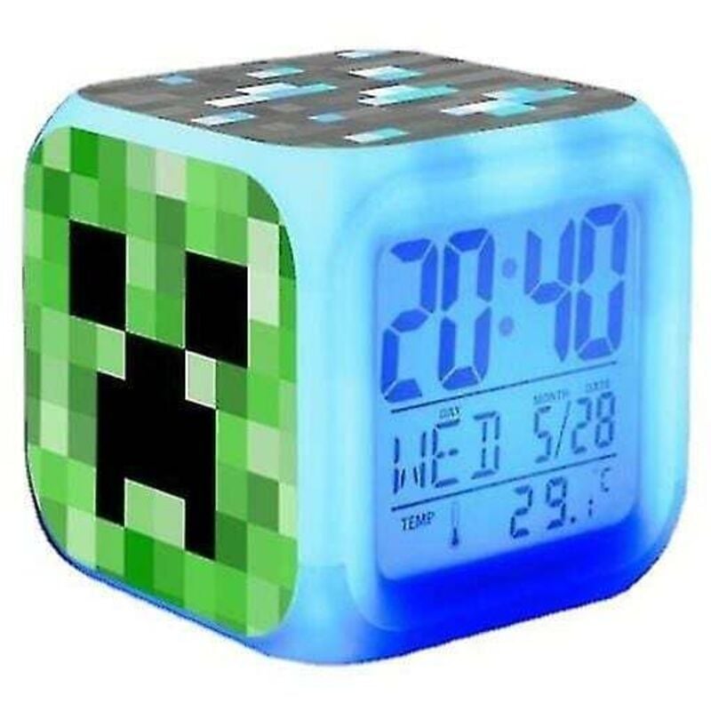Minecraft Bunter Farbwechsel-Quartett-Wecker, LED-Nachtlicht, Geburtstagsgeschenk, Weihnachtsgeschenk 1