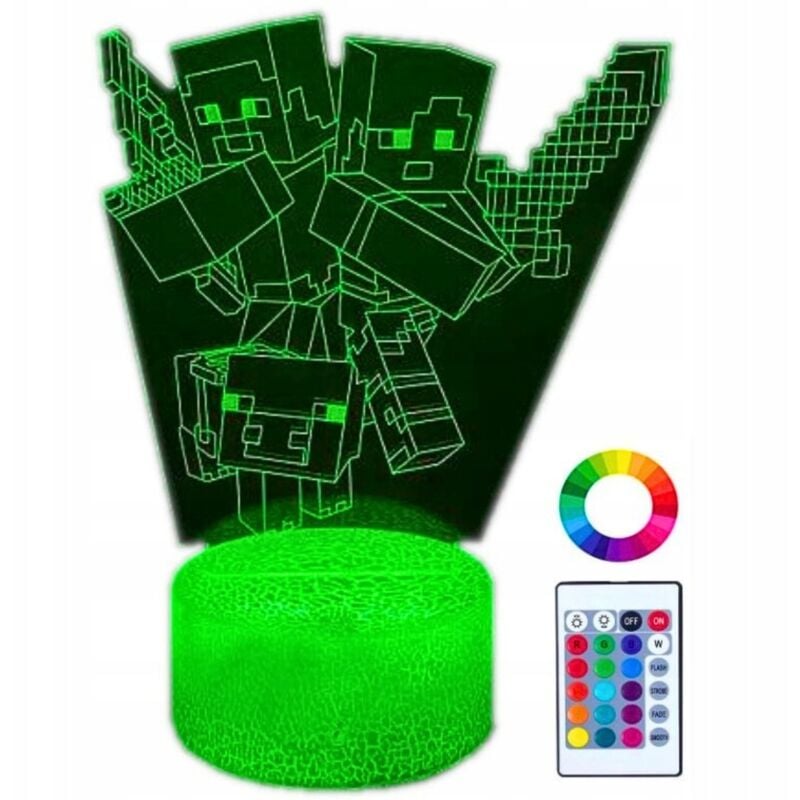 Minecraft Creeper 16 LED 3D-Nachtlicht für Kinder + Fernbedienung