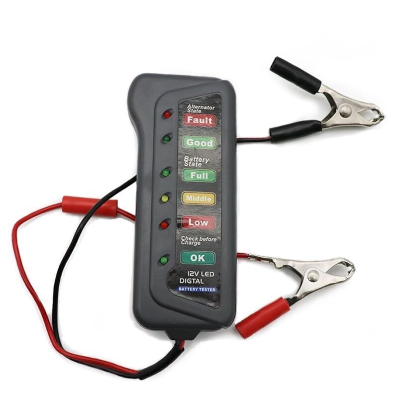 Mini-12V-Autobatterietester, digitaler Lichtmaschinentester, 6 LED-Leuchten, Kfz-Diagnosegerät, Autobatterietester für den Motor, 1 Stück