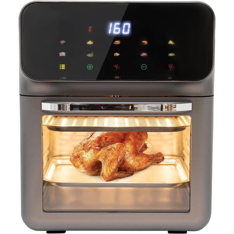 Mini Backofen 13L Pizza-Ofen mit Umluft 3 in1 Backofen,Elektroofen zum Backen & Grillen,mit 2 Backbleche und 50 Kuchenboxen, Ober-/Unterhitze