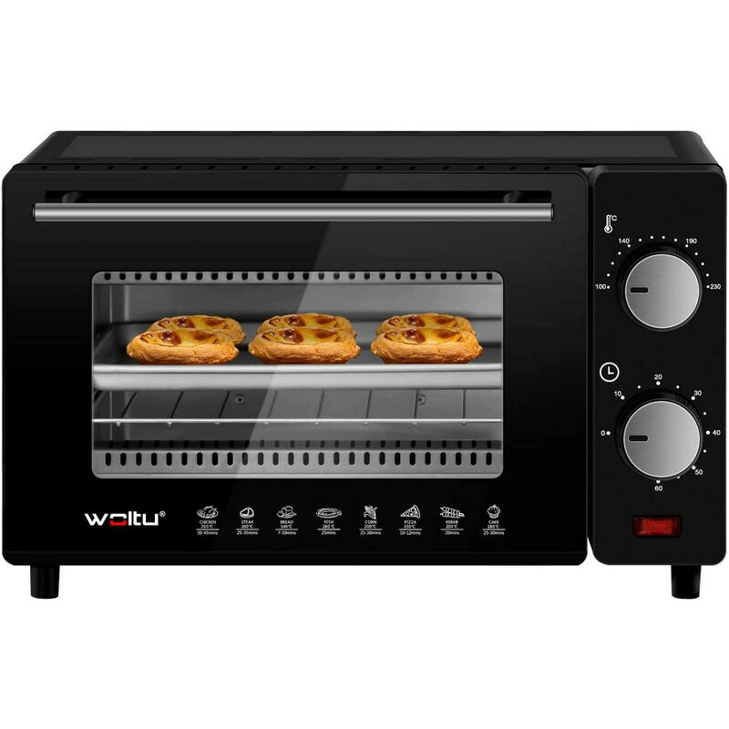 WOLTU Minibackofen 10 Liter, 650 Watt Toasterofen Pizzaofen Backblech mit Timer schwarz