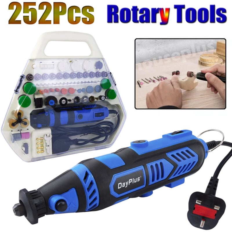 Dayplus - Mini Bohrmaschine Drill-Power 10.000-32.000 U/min 252 tlg. Werkzeug Schleifer