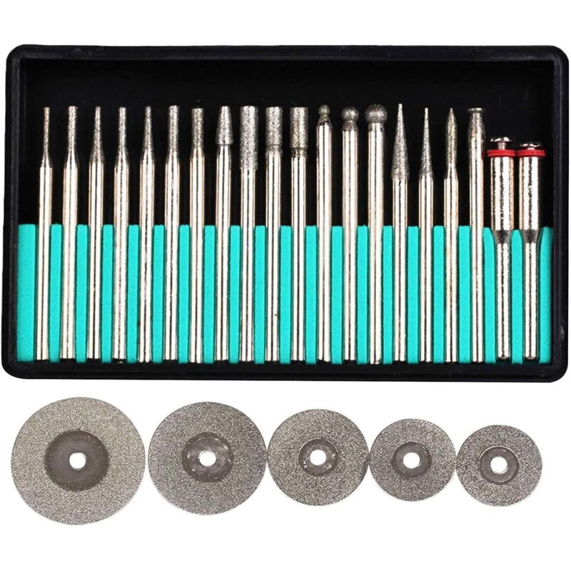 Mini-Diamant-Trennscheibe, Diamant-Fräser-Set, Diamant-Fräser-Sortiment, Bohrspindel-Set für Dremel, Proxxon Multi-Tools – Rotationswerkzeuge mit 3