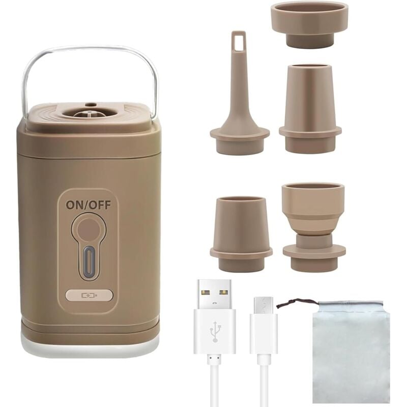 Mini Elektrische Luftpumpe, Tragbare Reiseluftpumpe, 2 in 1 Pumpe für Luftmatratze und Vakuumbeutel, Campingpumpe zum Aufblasen und Entleeren, Kleine