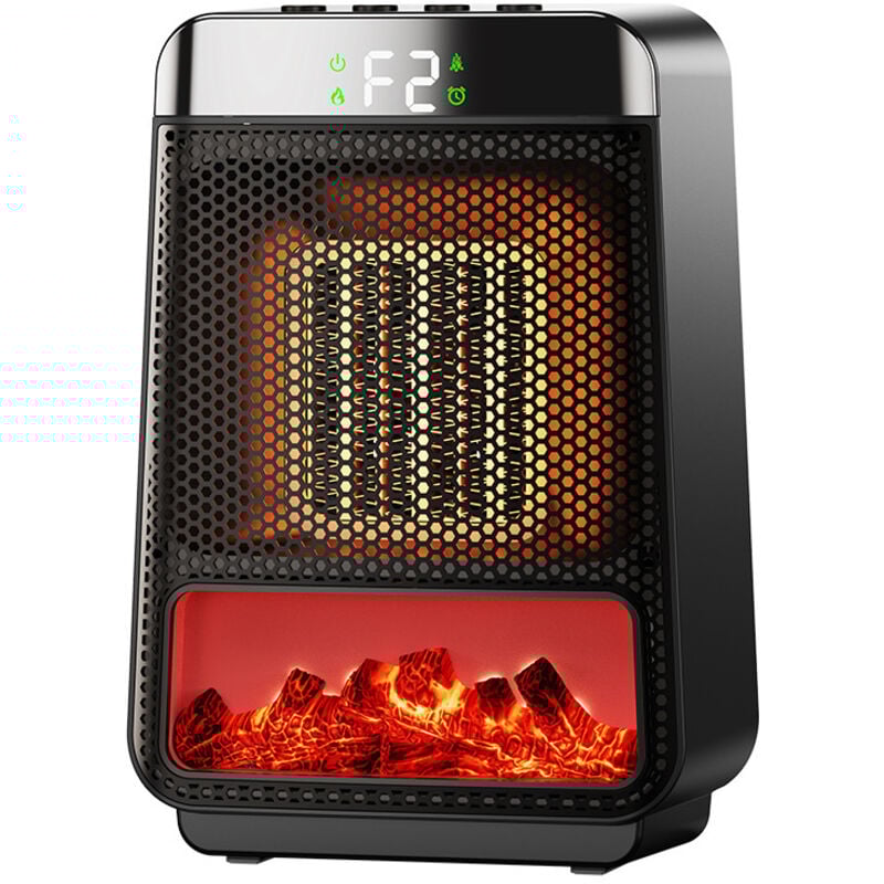 Mini-Elektrokamin für den Innenbereich, 1500 W, kleiner Raumkamin mit 3D-LED-Flamme, Sicherheitsschutz, tragbarer Desktop-Kamin für Büro, Zuhause,