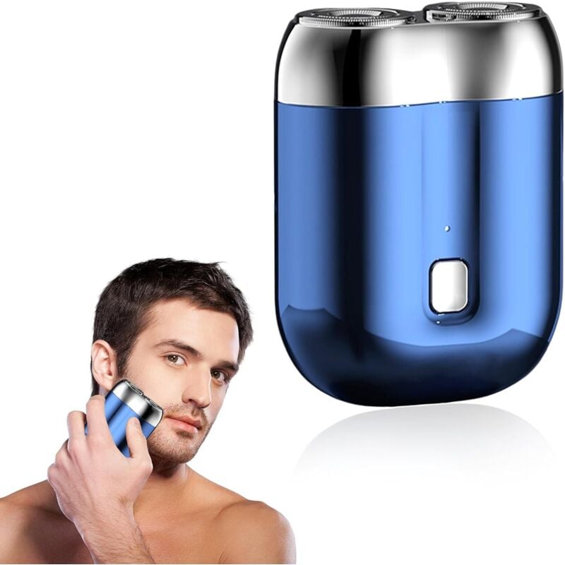 Mini-Elektrorasierer für Herren, tragbarer Elektrorasierer, Nass- und Trockenrasierer (blau)