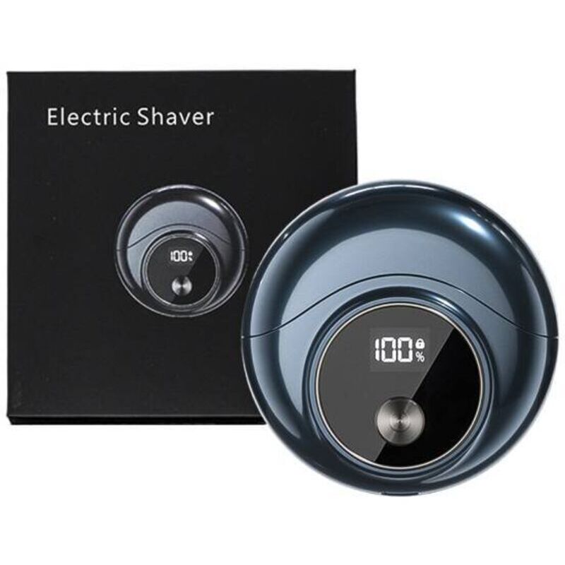 Mini-Elektrorasierer mit Hochgeschwindigkeitsmotor, wasserdicht, USB-aufladbar, tragbarer Rotationsrasierer für Reisen, Saphirblau