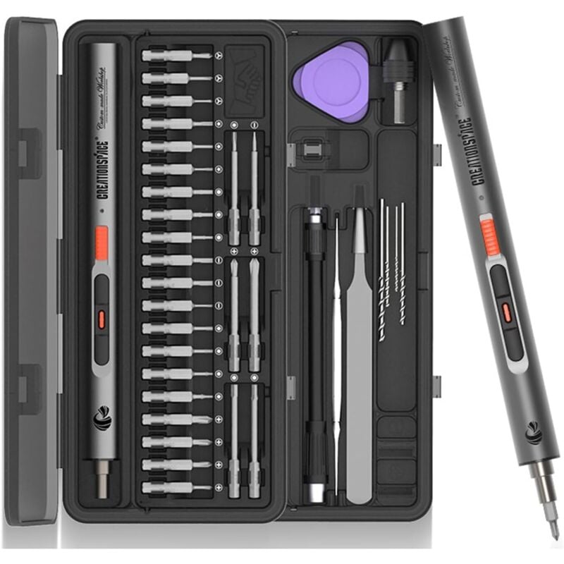 Mini-Elektroschrauber, Multifunktionsschraubendreher mit elektrischer Bohrmaschine, 0,15–0,6 Nm Motordrehmoment, 3 LED-Leuchten, Überlastschutz,