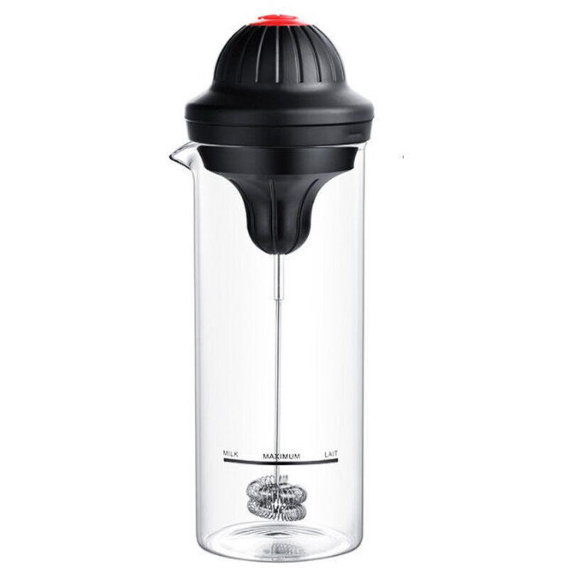 KZQ - Mini-Handmixer, elektrischer Milchaufschäumer für den Haushalt, Milchaufschäumer mit Glasmessbecher, Schneebesen