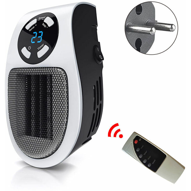 Aiperq - Mini-Heizung, für Zuhause, kleine Heizung, Büro, Schreibtisch, multifunktionale Heizung (europäische Regelung mit Fernbedienung, weiß)