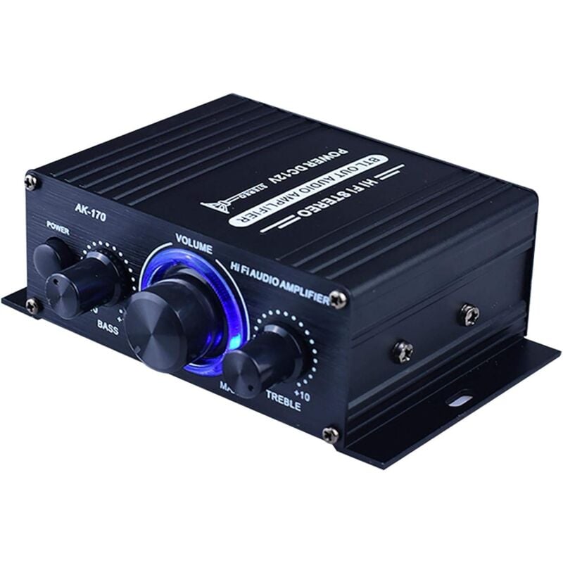 Mini-HiFi-Audio-Leistungsverstärker, dc 12 v, tragbarer Zweikanal-Stereo-Audio-Receiver – Schwarz