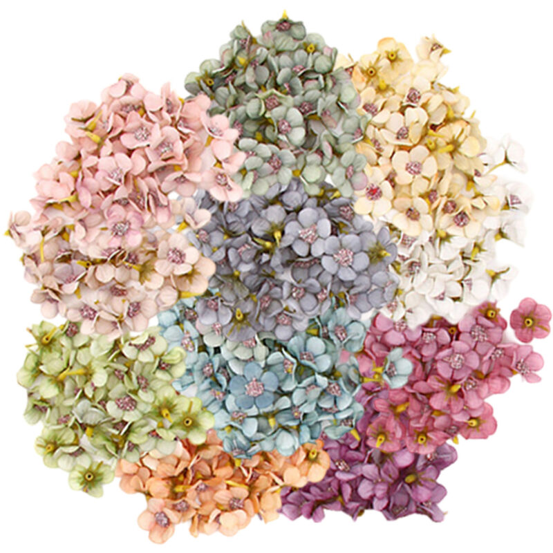 Mini-Kunstblumen (100 Stück) - Bunte Kunstblumen, Mini-Plastikblumen, bunte Seidenminiblumen, zur Heimdekoration und für Bastelarbeiten.