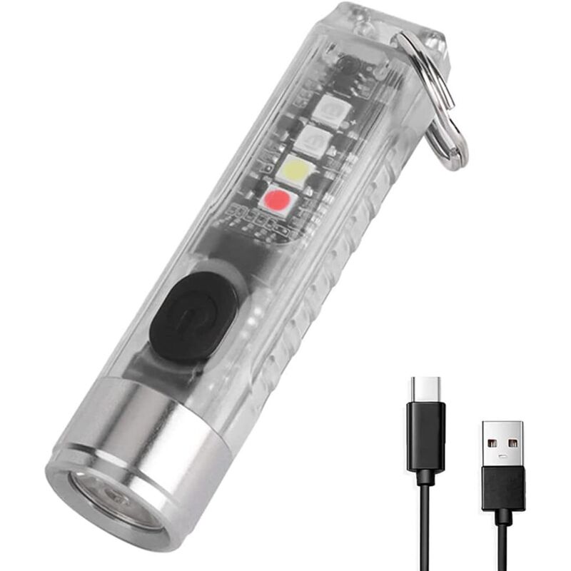 Mini-LED-Taschenlampe, kleine Schlüsselanhänger-Taschenlampe, leistungsstarke, per USB wiederaufladbare tragbare Taschenlampe für Outdoor-Aktivitäten