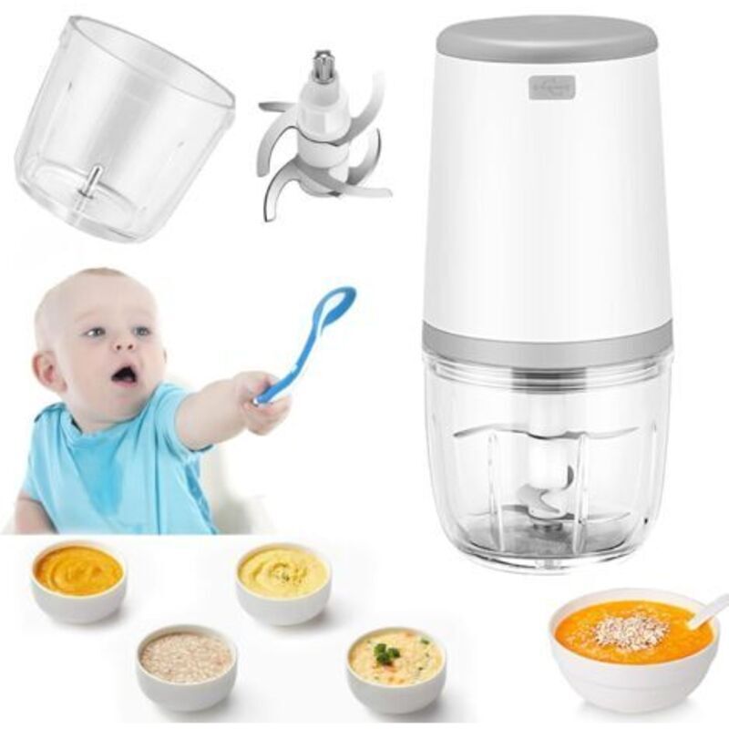 Gabrielle - Mini-Mixer für Babys, Mini-Küchenmaschine, 600-ml-Babymixer, Mini-Elektrozerkleinerer, Mini-Küchenmaschine mit USB-Aufladung,
