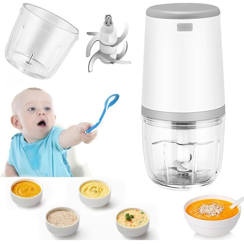 Mini-Mixer für Kinder, Mini-Küchenmaschine, 300-ml-Kindermixer, Mini-Zerkleinerer, Mini-Küchenmaschine mit USB-Ladefunktion, elektrischer Mixer für