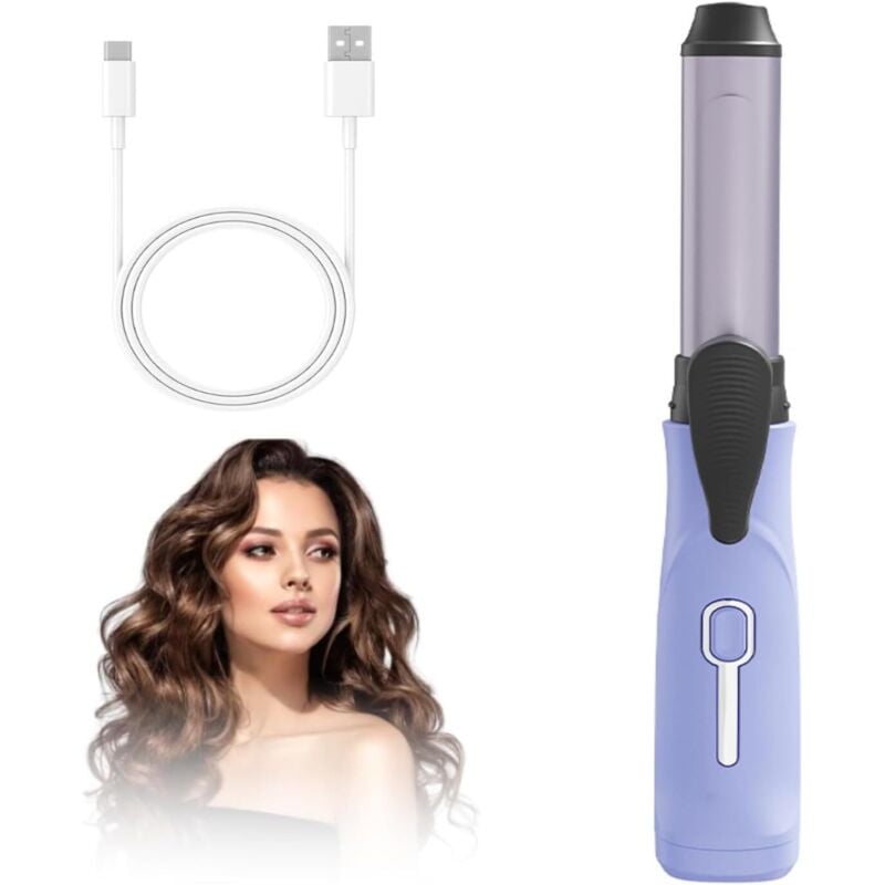 Mini-Reise-Lockenstab für Damen, Mini-Lockenstab ohne Kabel für kurzes Haar, per USB wiederaufladbarer Lockenstab aus Keramik, Lockenstab mit 3