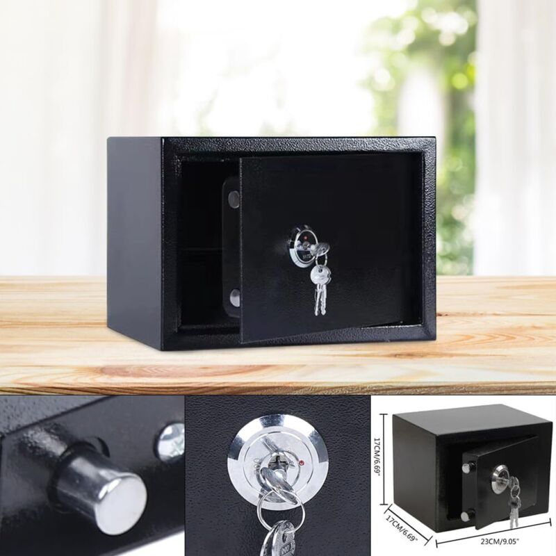 Mini Safe Tresor Möbeltresor mit Schlüssel, Geldschrank Wandtresor 23x17x17 cm Wandsafe für Schmuck oder Geld