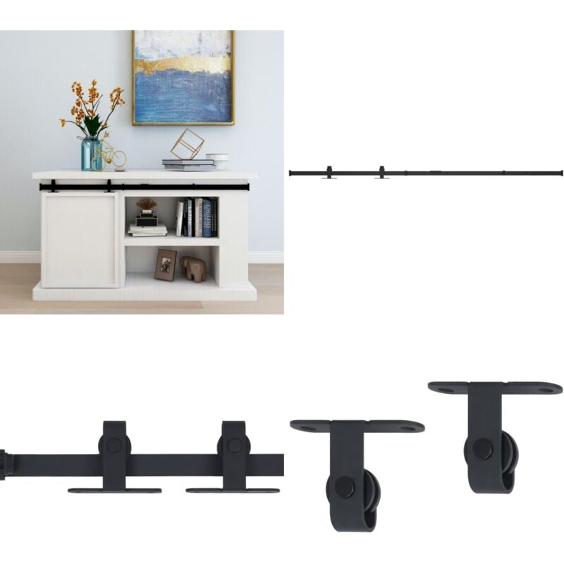 Vidaxl - Mini Schiebetürbeschlag Set für Schranktüren Carbonstahl 122 cm - Schiebetürbeschlag Möbel - Schiebetürbeschläge Möbel - Home & Living