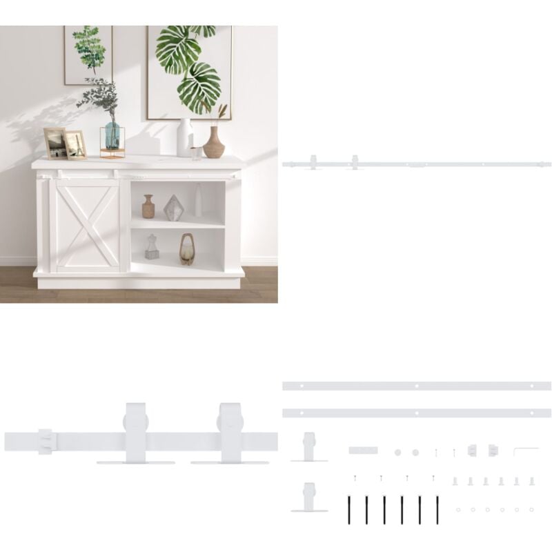 Mini Schiebetürbeschlag Set für Schranktüren Carbonstahl 122 cm - Schiebetürbeschlag Möbel - Schiebetürbeschläge Möbel - Home & Living