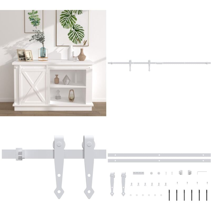 Vidaxl - Mini Schiebetürbeschlag Set für Schranktüren Carbonstahl 152 cm - Schiebetürbeschlag Möbel - Schiebetürbeschläge Möbel - Home & Living - Weiß