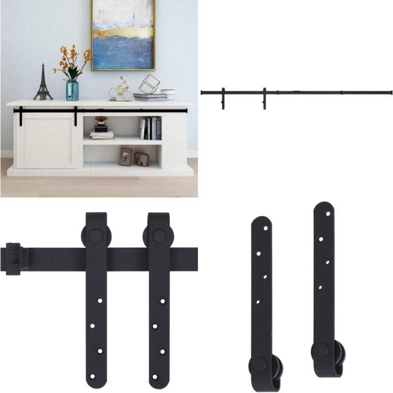 Vidaxl - Mini Schiebetürbeschlag Set für Schranktüren Carbonstahl 183 cm - Schiebetürbeschlag Möbel - Schiebetürbeschläge Möbel - Home & Living