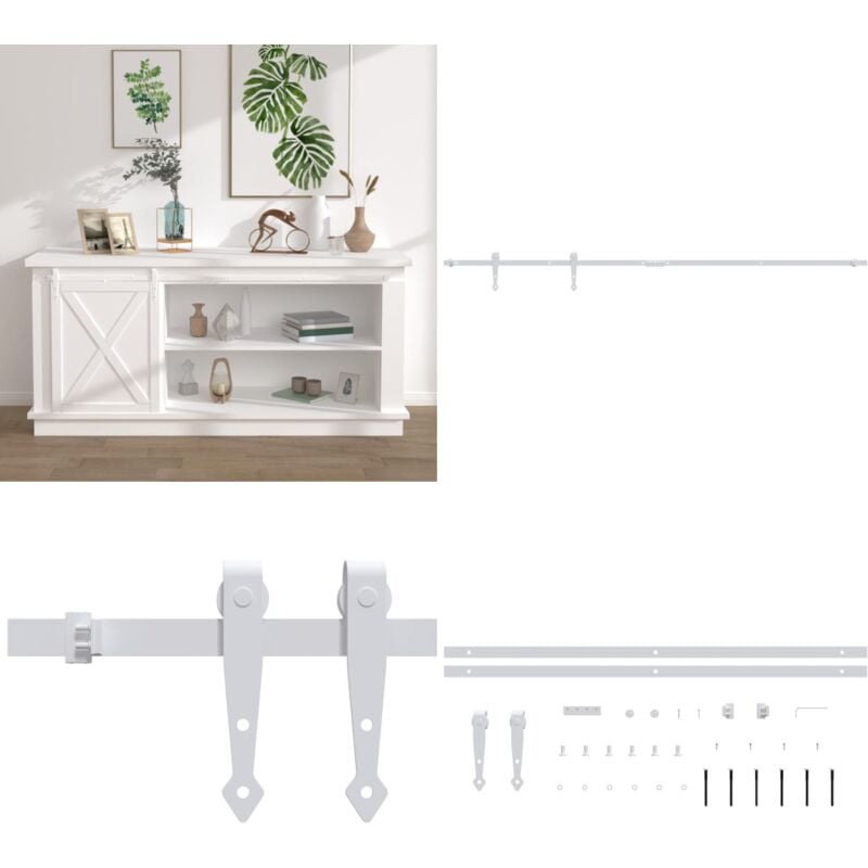 Vidaxl - Mini Schiebetürbeschlag Set für Schranktüren Carbonstahl 183 cm - Schiebetürbeschlag Möbel - Schiebetürbeschläge Möbel - Home & Living - Weiß