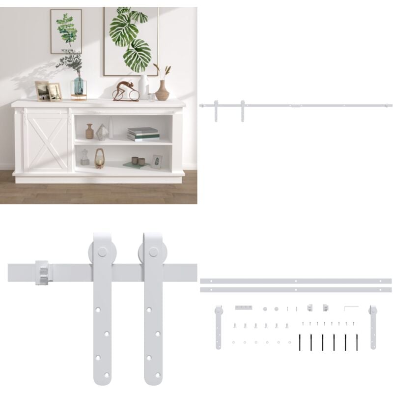 Vidaxl - Mini Schiebetürbeschlag Set für Schranktüren Carbonstahl 200 cm - Schiebetürbeschlag Möbel - Schiebetürbeschläge Möbel - Home & Living - Weiß