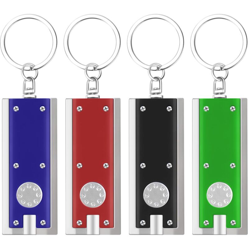 Mini-Schlüsselanhänger-Taschenlampe, 4er-Pack tragbare LED-Taschenlampe, kleine Schlüsselanhänger-Taschenlampe aus Aluminium, für Outdoor, Camping,