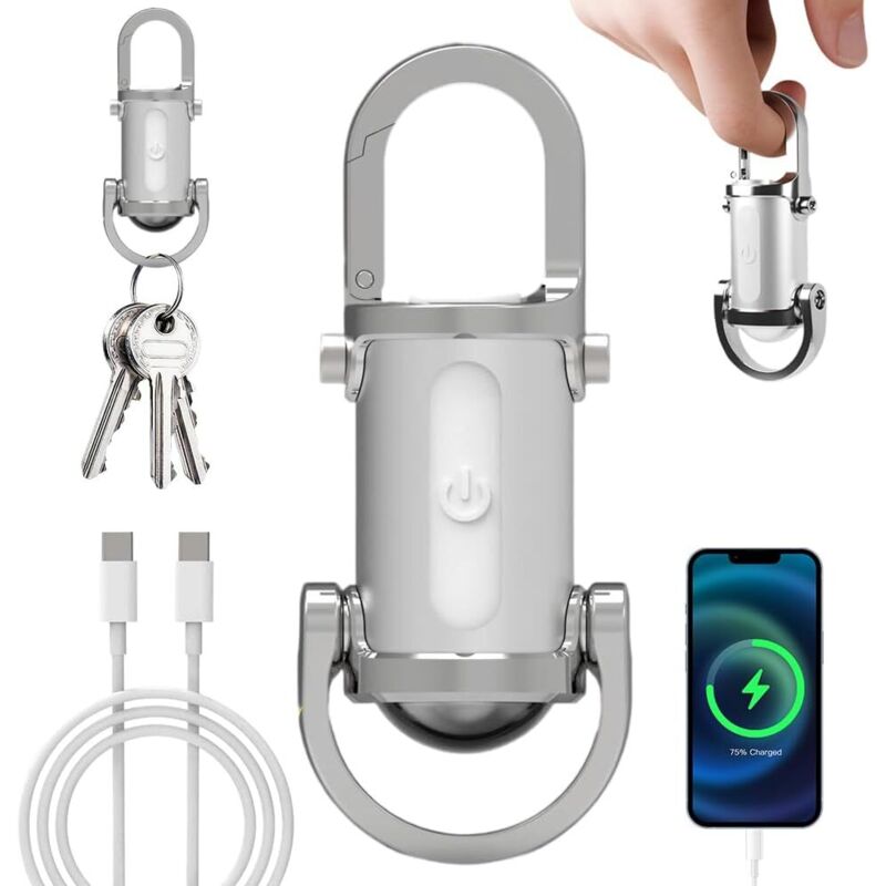 Mini-Taschenlampe mit wasserdichtem Schlüsselanhänger, 1200 lm, ultrahelle LED-Taschenlampe, tragbare Taschenlampe mit externem Akku