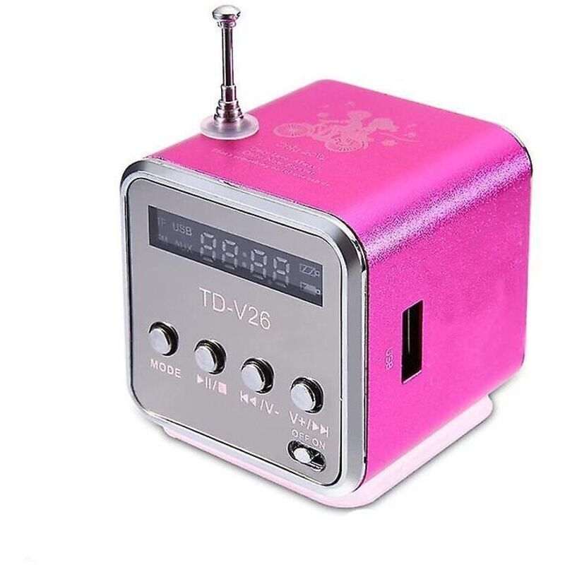 Mini TD-V26 Digitales FM-Radio, tragbarer Lautsprecher, FM-Empfänger mit LCD-Stereo-Lautsprecher, Mikrofon, TF-Karten-Unterstützung,