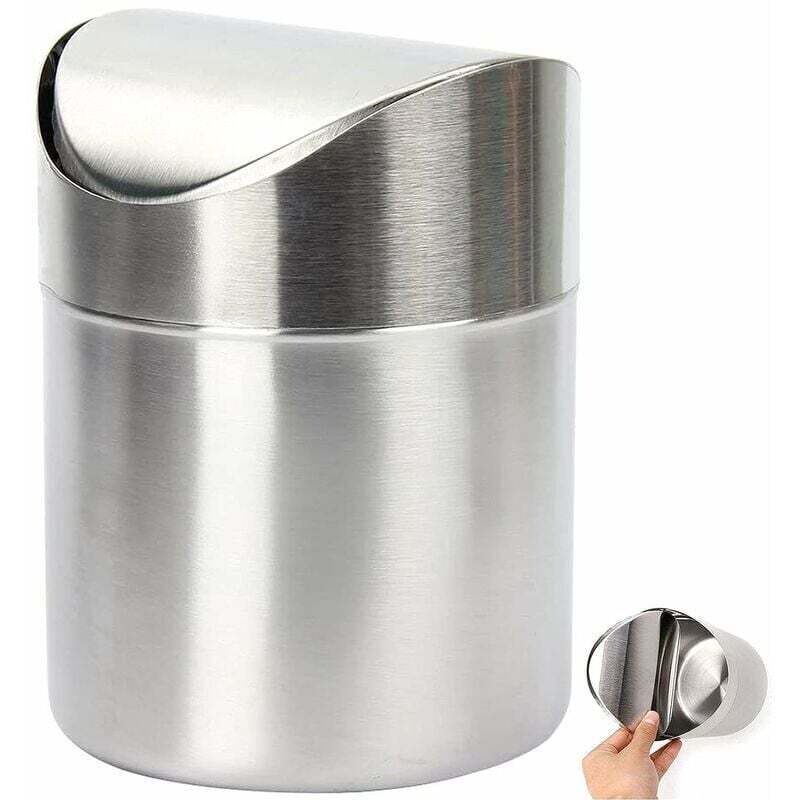 Mini-Tischmülleimer, Edelstahl, Mini-Tischmülleimer, Mini-Tischmülleimer mit Deckel für Esstische, Schreibtische und Schminktische