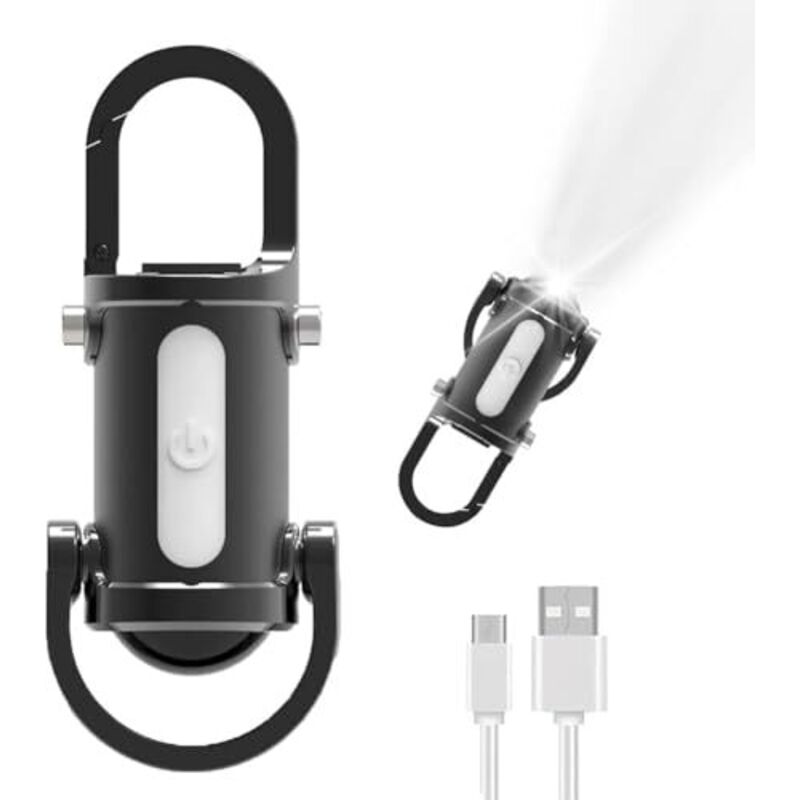 Mini Torch, LED Schlüsselanhänger Taschenlampe, Mini Taschenlampe Led Aufladbar, USB-Aufladbare Taschenlampe Schlüsselbund, mit 7 Modi, mit Power